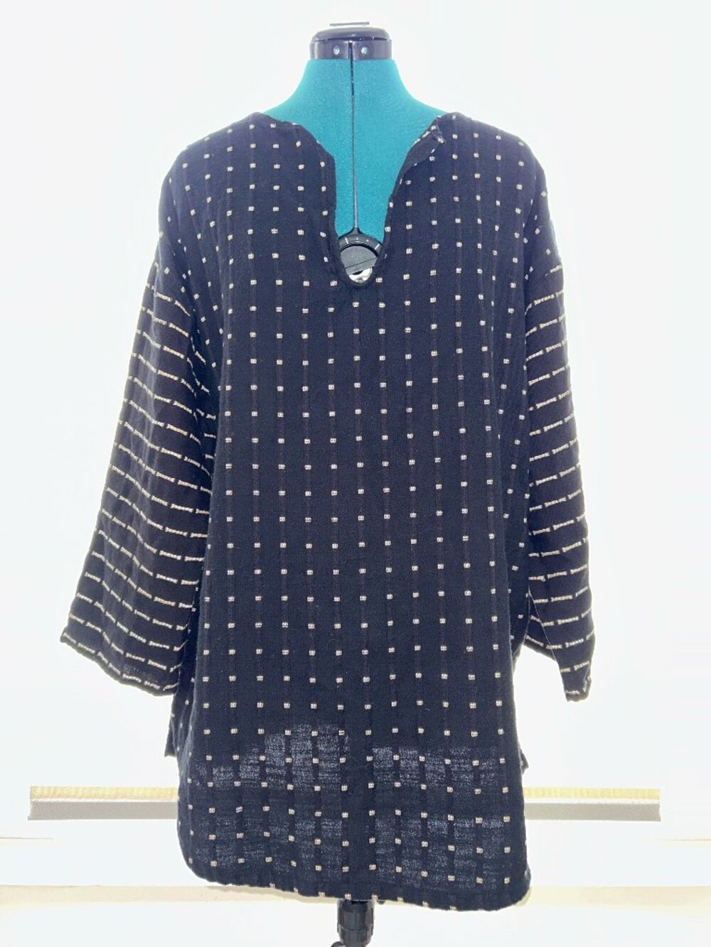 Ace & Jig Black Blouse/Tunic with White Embroidered Detail